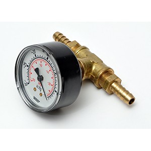 IN LINE VACUUM GAUGE WITH TWO 3/8" HOSE BARBS